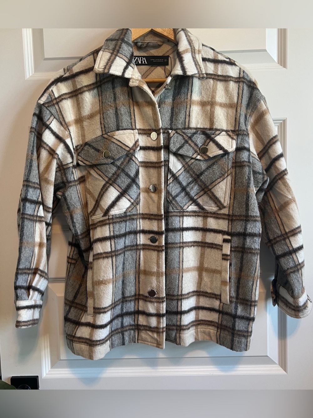 ZARA NWOT Shacket Plaid Oversized XS